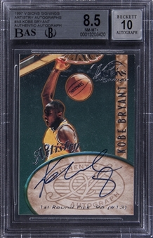 1997 Scoreboard Visions Signings "Artistry Autographs"#A8 Kobe Bryant Signed Rookie Card - BAS NM-MT+ 8.5/BGS 10